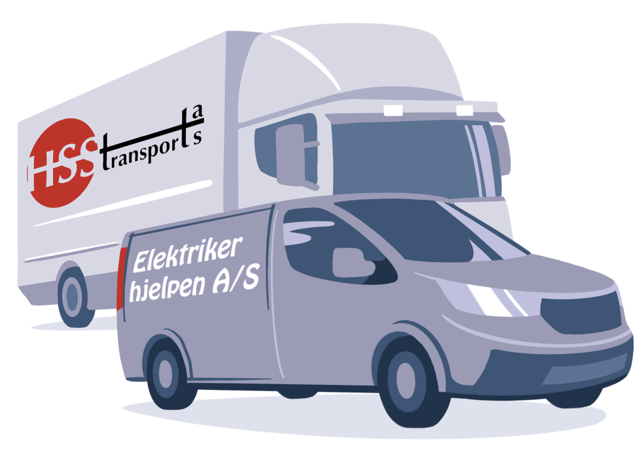 Illustrasjon av transportmidler: Lastebil og varebil for frakt
